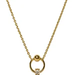 Delicate ring, ball and gem necklace