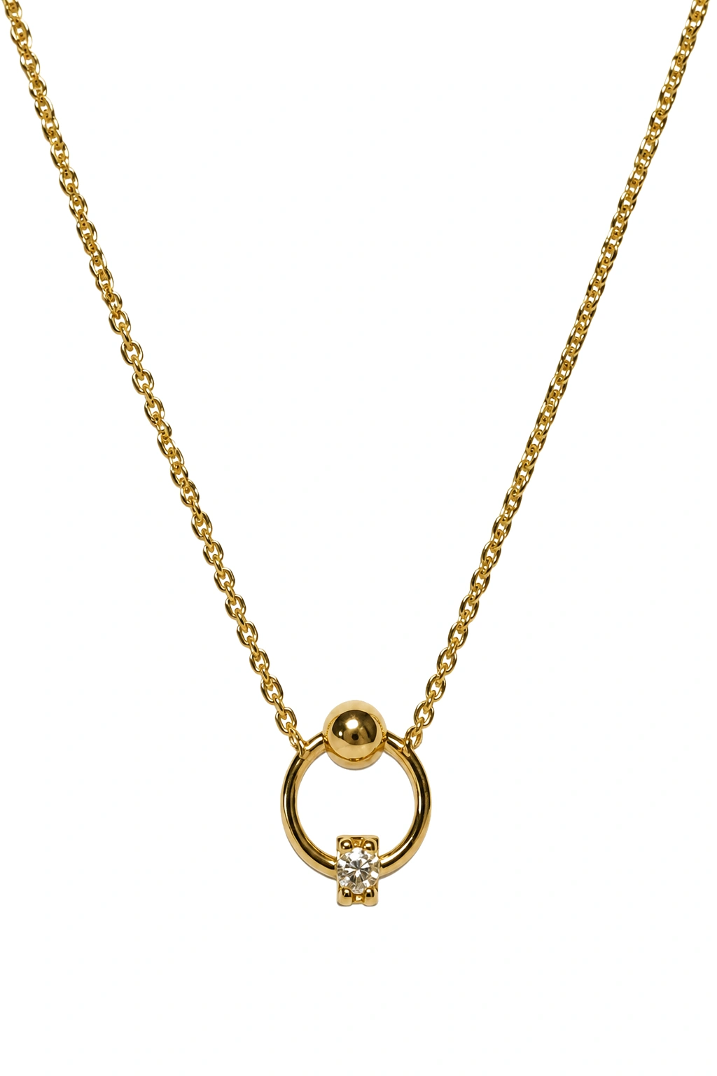 گردنبند حلقه وگوی ونگین ظریف Delicate ring, ball and gem necklace