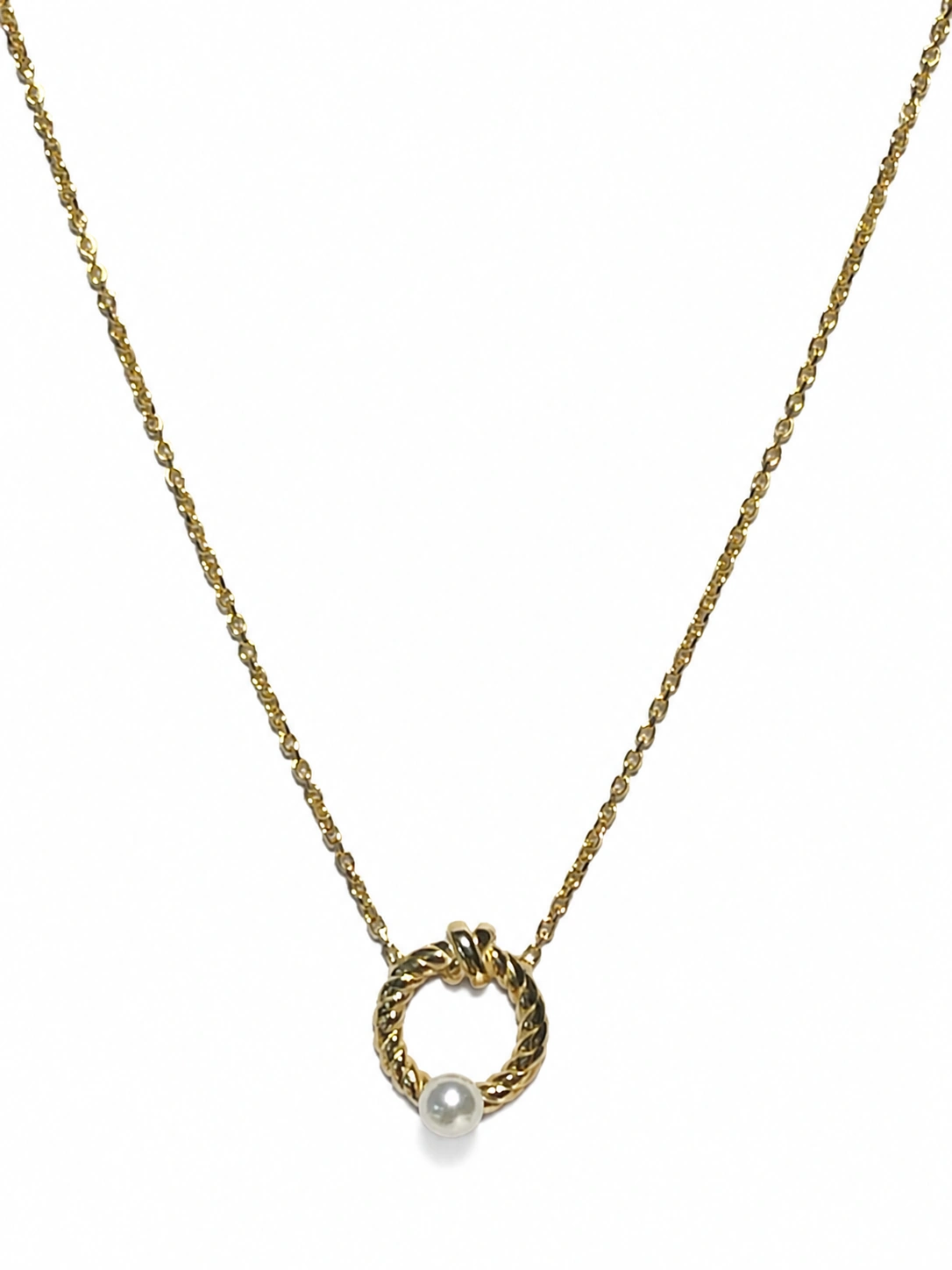 گردنبند دایره نات پیچی ومروارید Round necklace with aquamarine and pearls