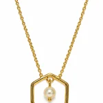 Hexagonal and pearl necklace