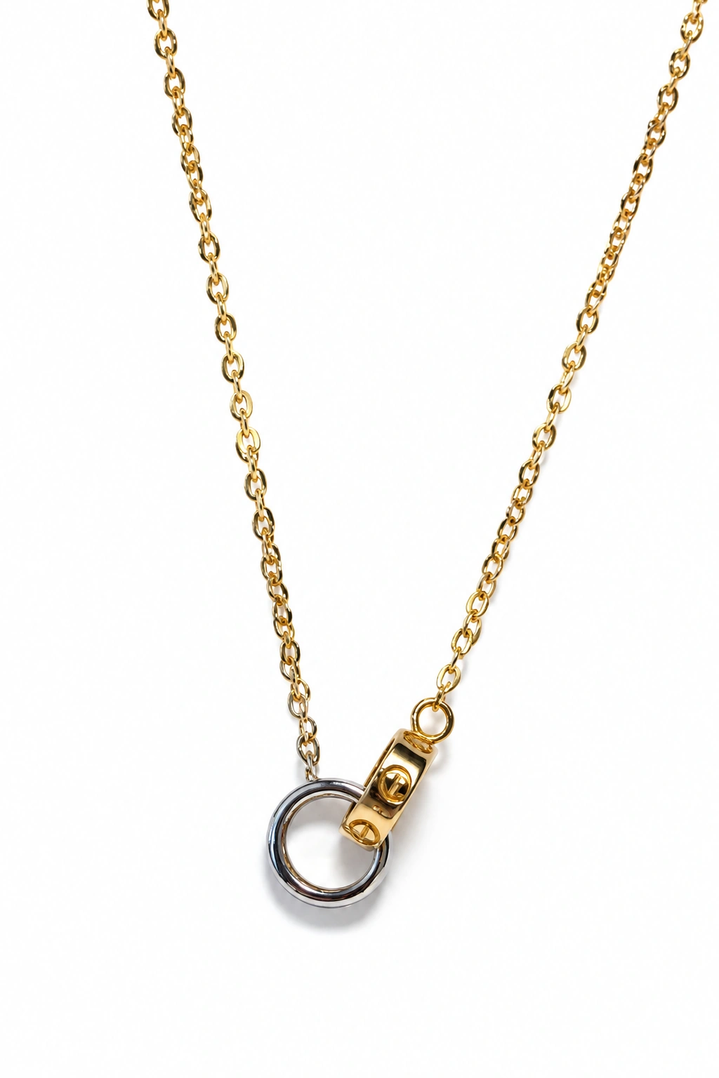 گردنبند دو حلقه کارتیه کوچک ظریف Small delicate Cartier double ring necklace