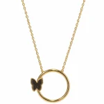 Circle and butterfly necklace
