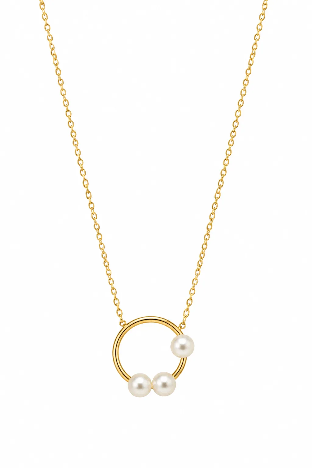 گردنبند دایره و مروارید ظریف Delicate circle and pearl necklace