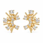 Half-jeweled sun stud earrings