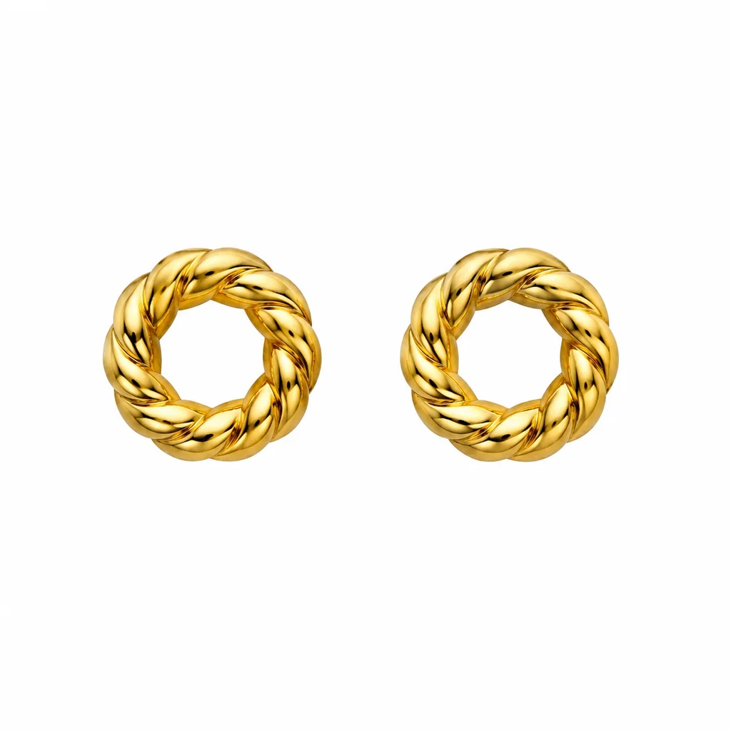گوشواره میخی حلقه پیچی Twisted hoop stud earrings
