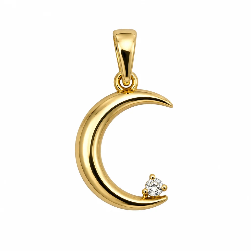 اویز تک ماه ونگین Single moon and gem pendant