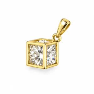 Single pendant with a cube and a small stone